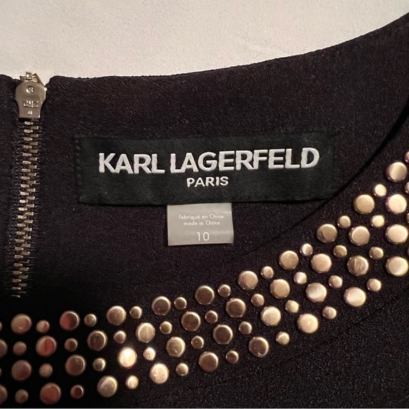 Karl Lagerfeld Studded Fit-and-Flare Dress - Picture 5 of 6